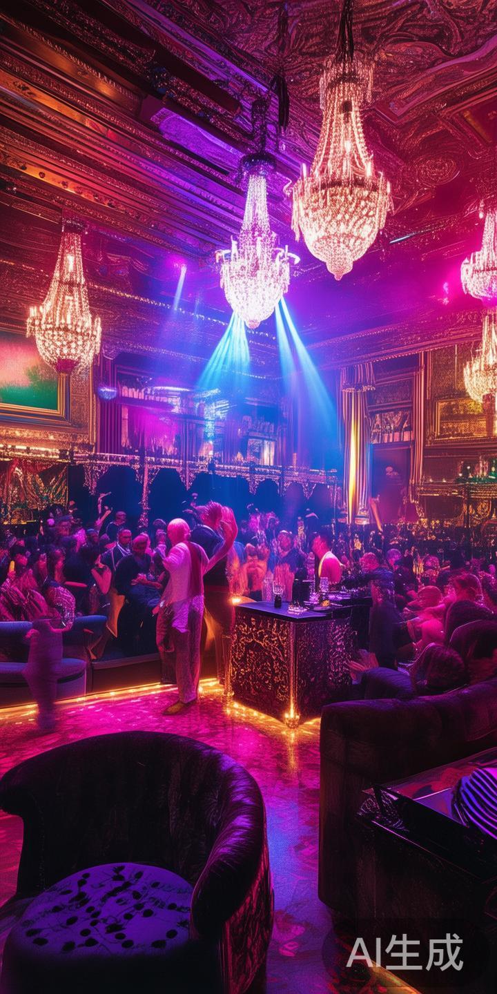 奢华夜总会内，伴随着动感十足的DJ音乐，游客可以尽